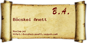 Böcskei Anett névjegykártya